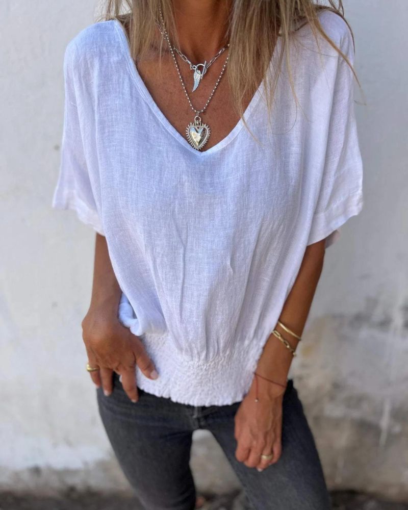 BOMIA - Bequemes Tailliertes T-Shirt mit V-Ausschnitt