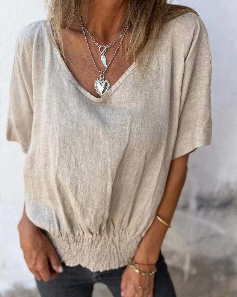 BOMIA - Bequemes Tailliertes T-Shirt mit V-Ausschnitt
