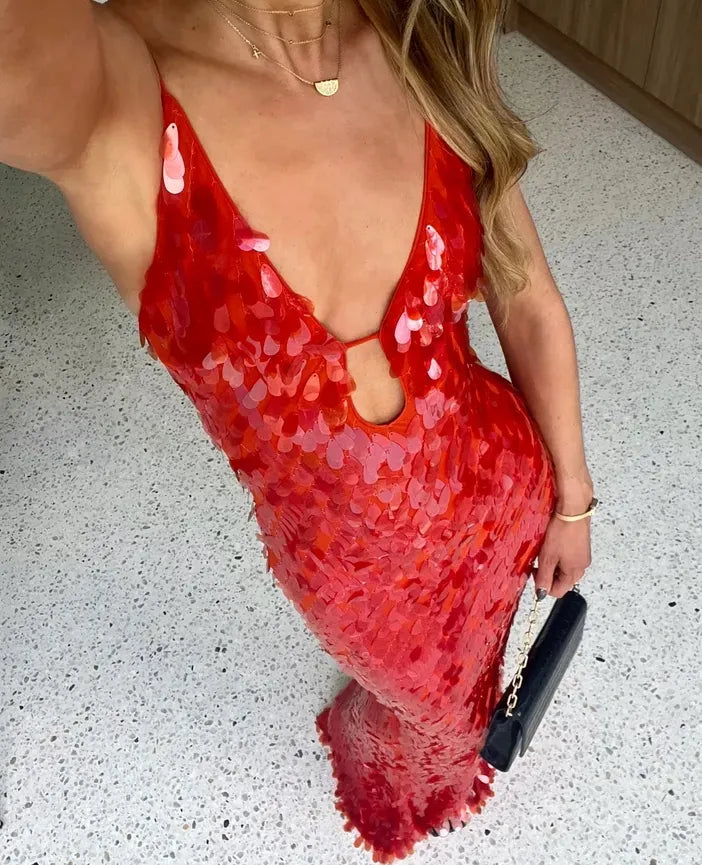 Kailani | Langes Maxikleid mit Pailletten