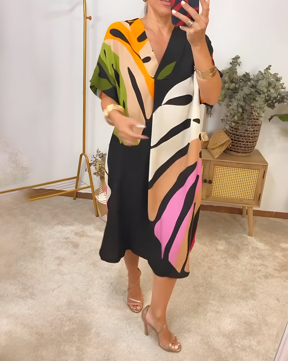 Tuva™ | Ibiza-inspiriertes Sommerkleid mit Blattmuster