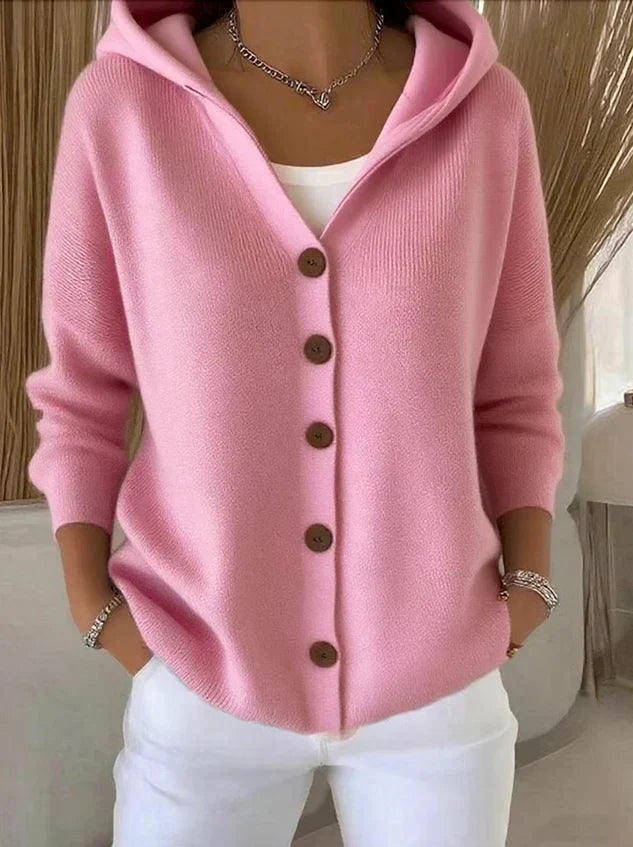 Janet – Trendige Strickjacke mit Kapuze