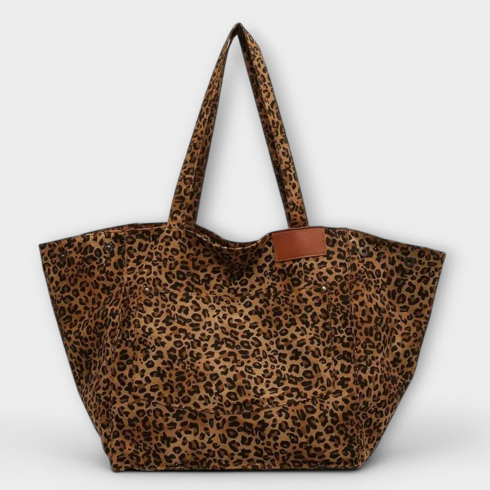 Corbinian - Elegante Schultertasche aus Canvas mit Leopardenmuster