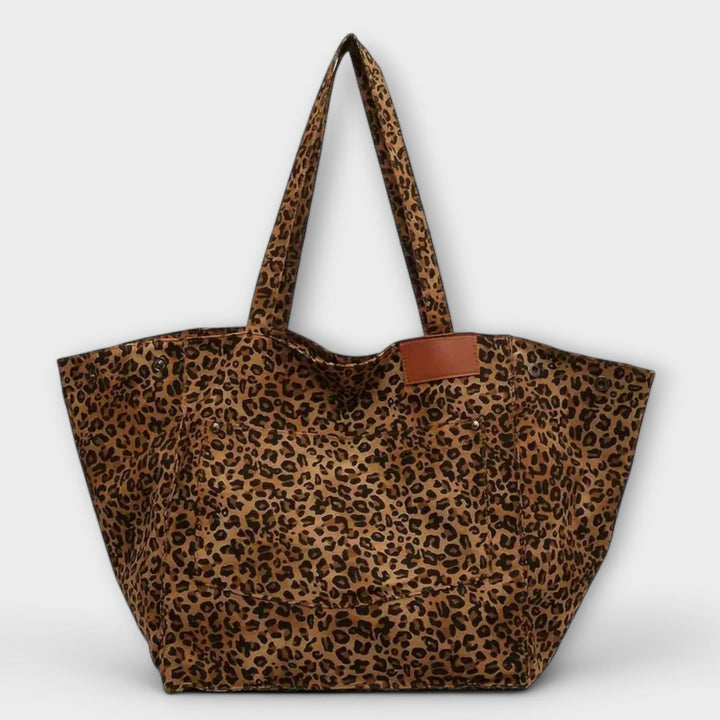 Corbinian - Elegante Schultertasche aus Canvas mit Leopardenmuster