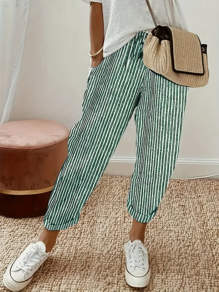 Elena - Gestreifte Hose mit weitem Bein