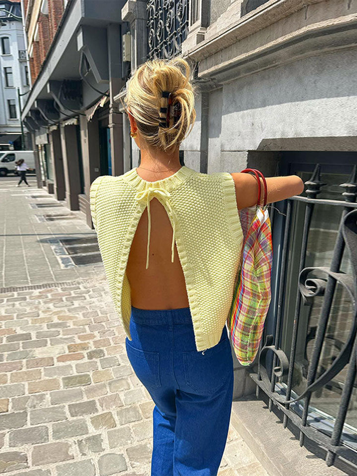 Amy | Strickjacke, rückenfreies Top