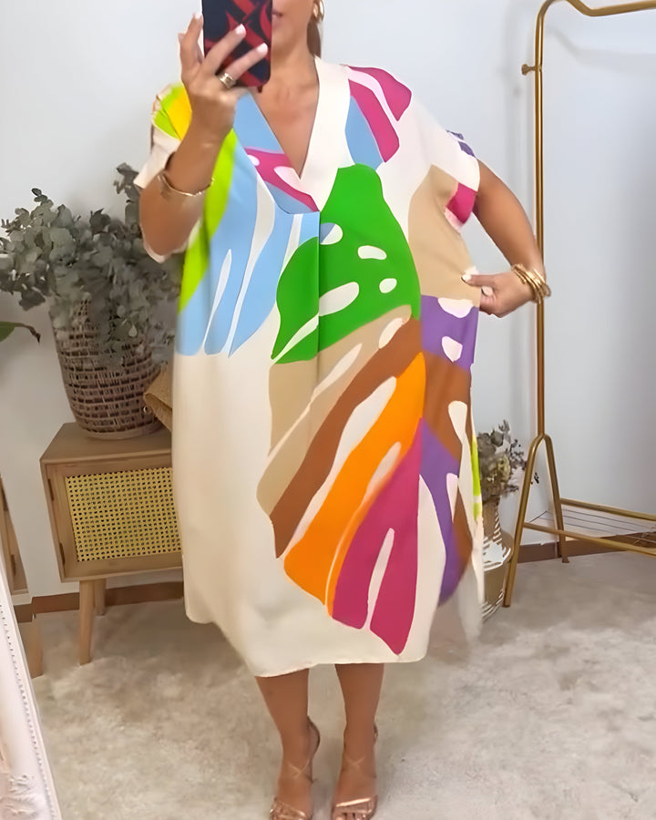 Tuva™ | Ibiza-inspiriertes Sommerkleid mit Blattmuster
