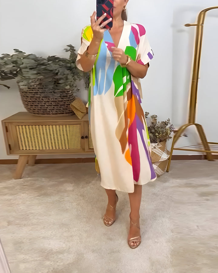 Tuva™ | Ibiza-inspiriertes Sommerkleid mit Blattmuster