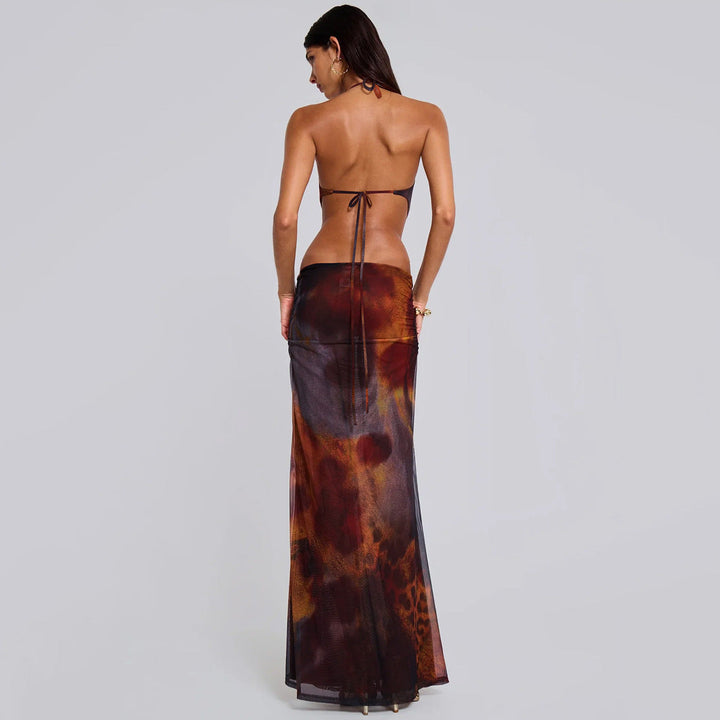 Tiana | Figurbetontes Maxikleid mit Rückenausschnitt und Cut-Out