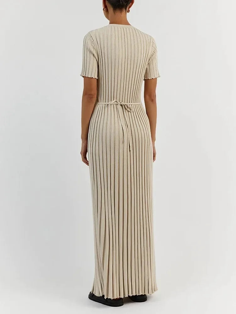 Maxi - Gestricktes Langarmkleid
