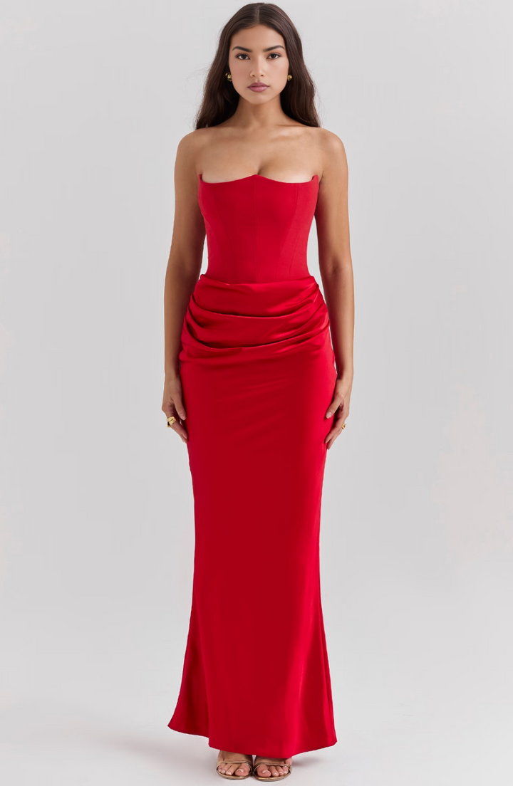 Nylaen ™ | Trägerloses Maxikleid mit Plissee