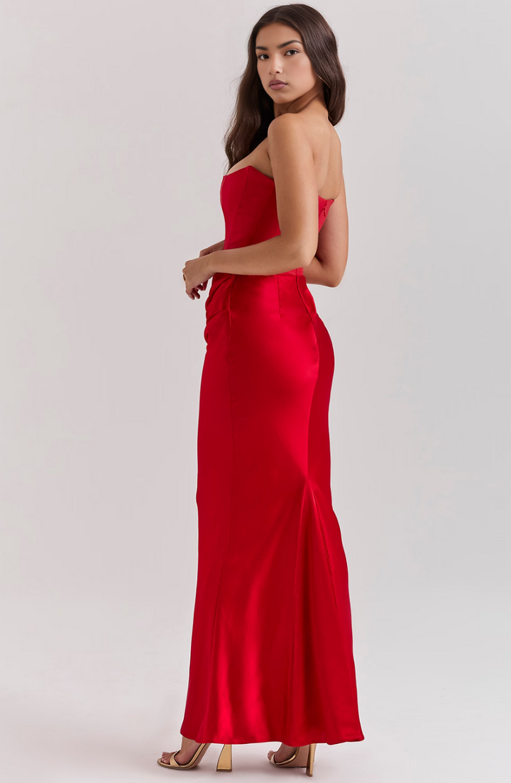 Nylaen ™ | Trägerloses Maxikleid mit Plissee