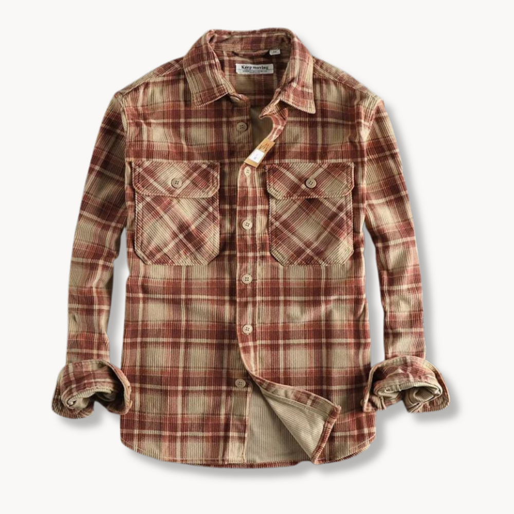 Enzo - Retro Karierter Cordflanell