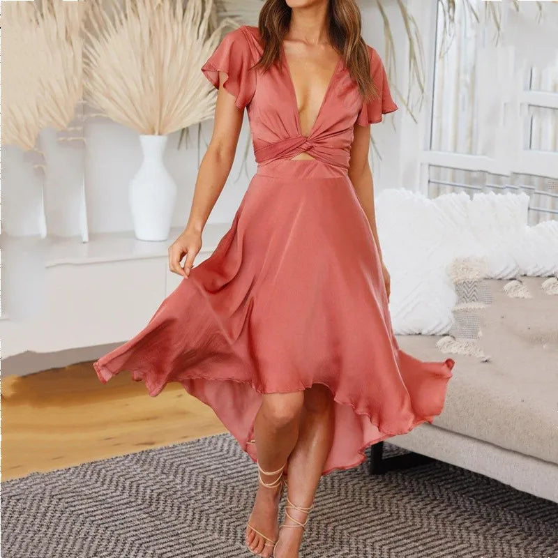 Aija - Sexy Sommerkleid mit tiefem V-Ausschnitt