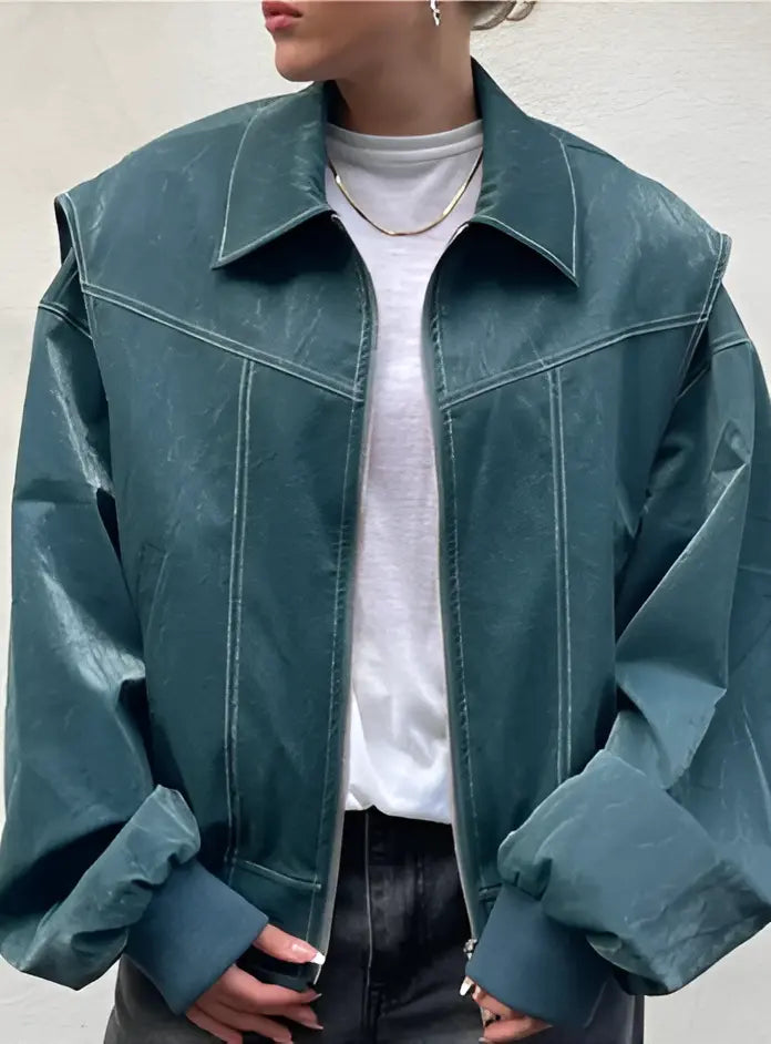 Lässige Oversized Lederjacke