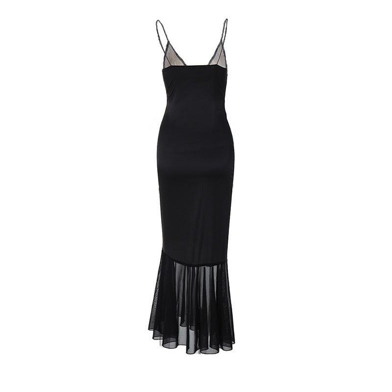 Noreia ™ | Maxikleid aus Mesh mit gespleißter Spitze