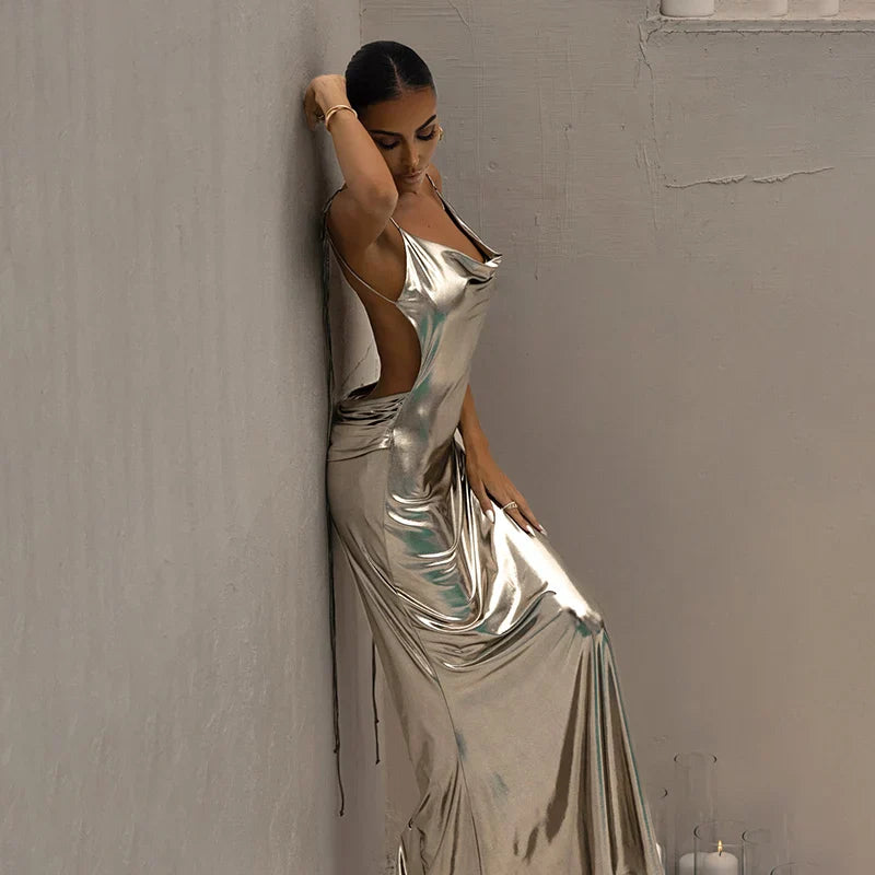 Nellie™ | Schimmerndes Metallic-Kleid
