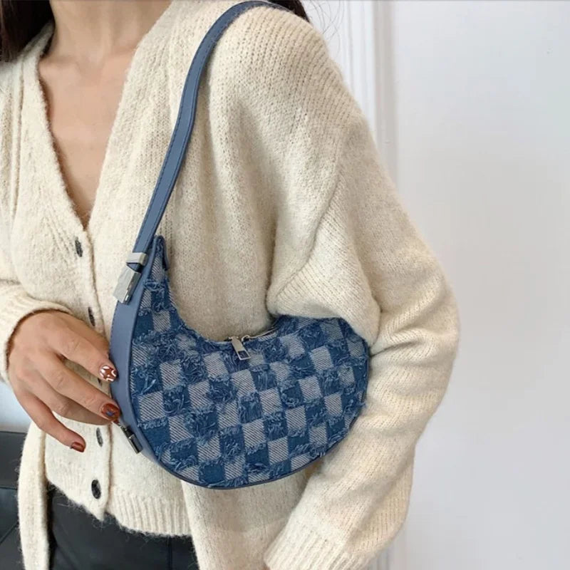 Adriana -  Karierte strukturierte Handtasche