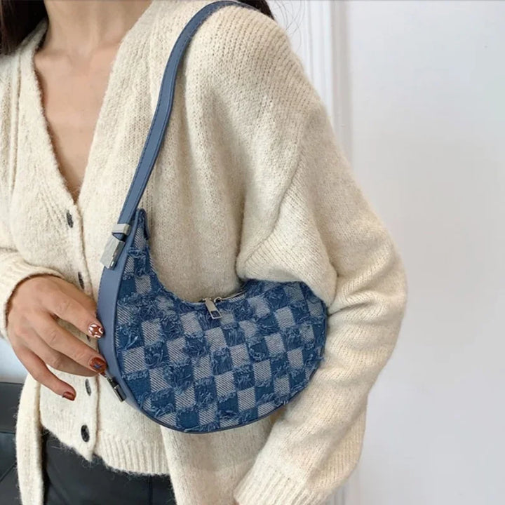 Adriana -  Karierte strukturierte Handtasche