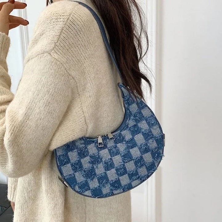 Adriana -  Karierte strukturierte Handtasche