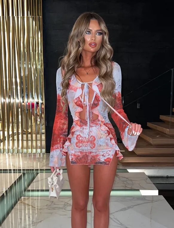 Caelina™ | Bedrucktes Rüschen-Strandkleid
