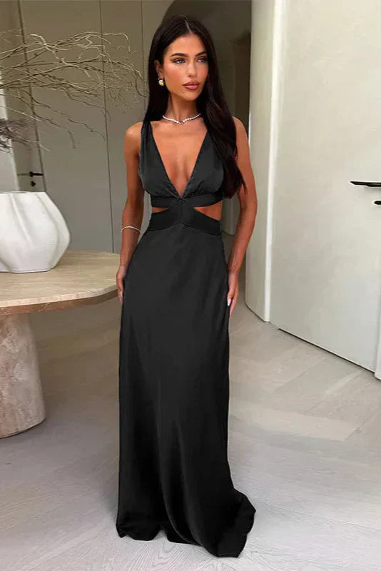 Maria – Maxikleid mit tiefem V-Ausschnitt