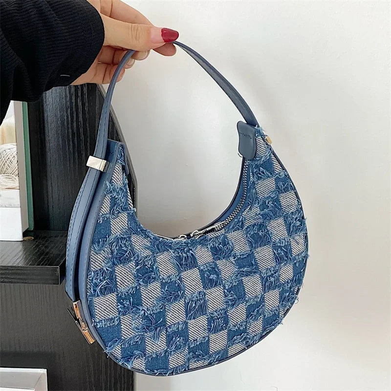 Adriana -  Karierte strukturierte Handtasche