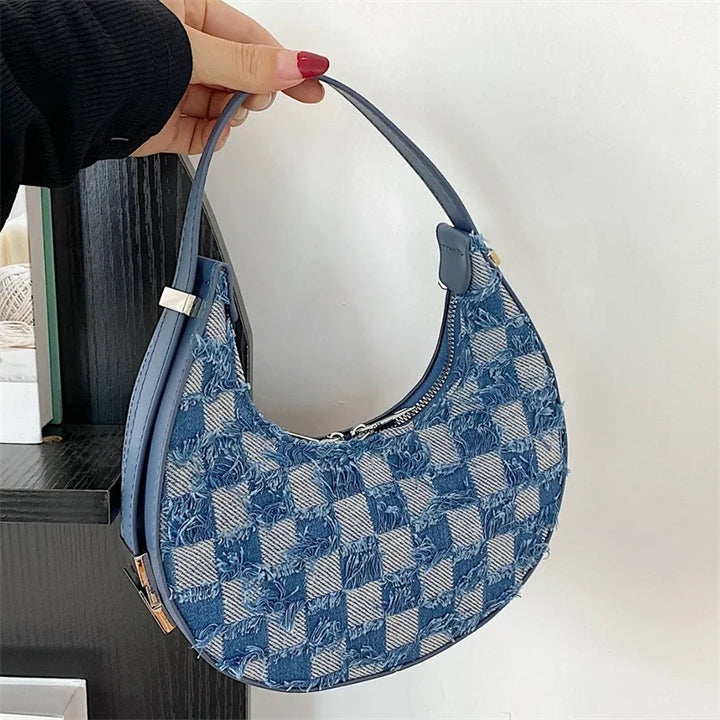 Adriana -  Karierte strukturierte Handtasche