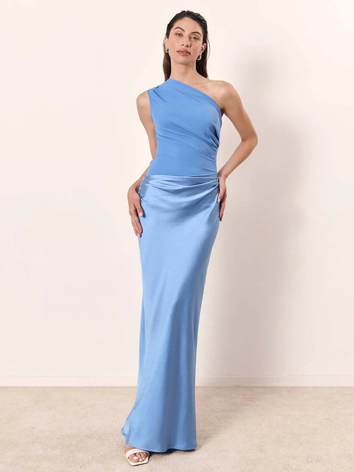 Amber - One-Shoulder-Satin-Maxikleid