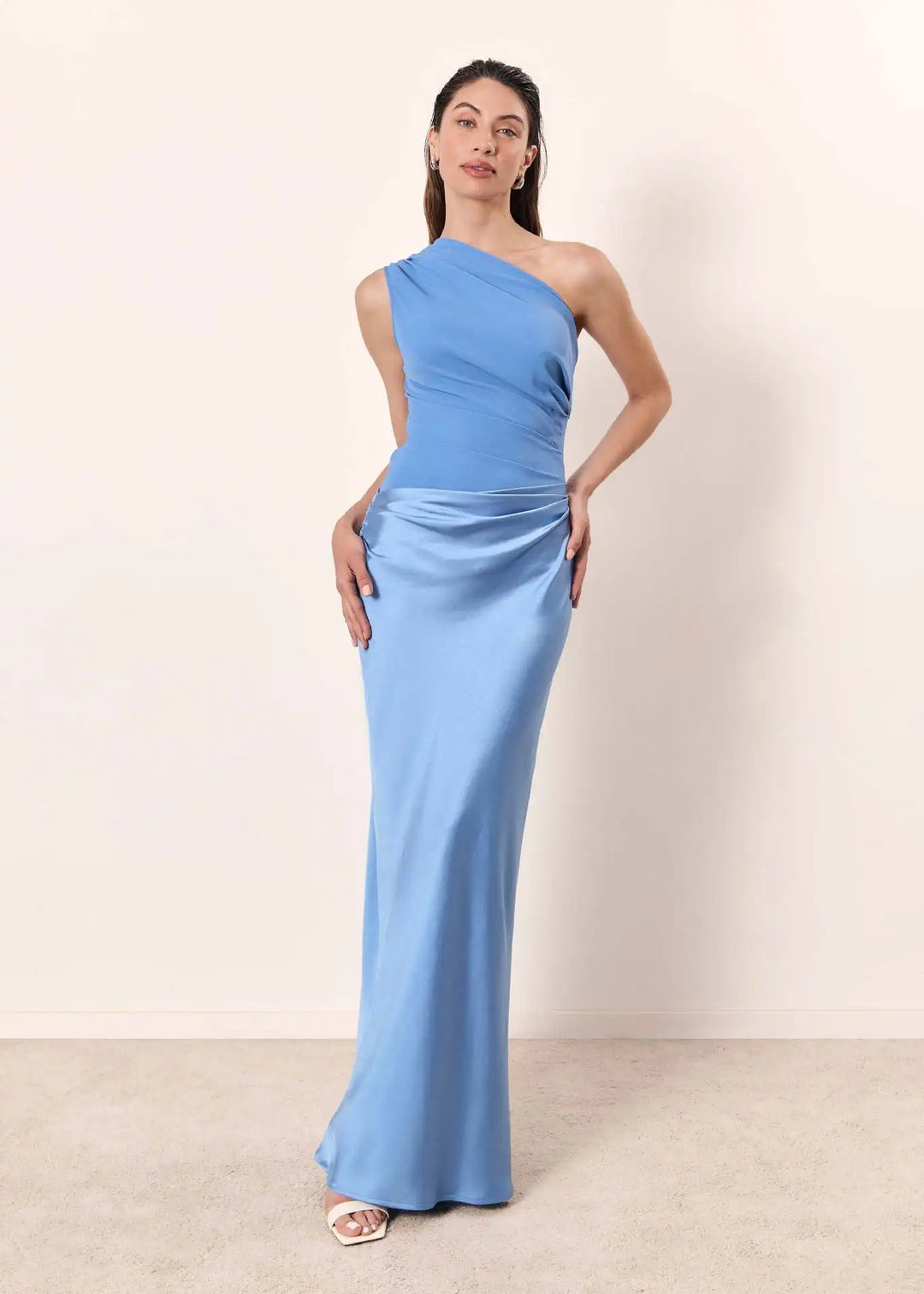 Amber - One-Shoulder-Satin-Maxikleid
