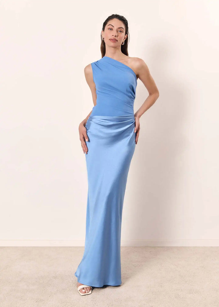 Amber - One-Shoulder-Satin-Maxikleid