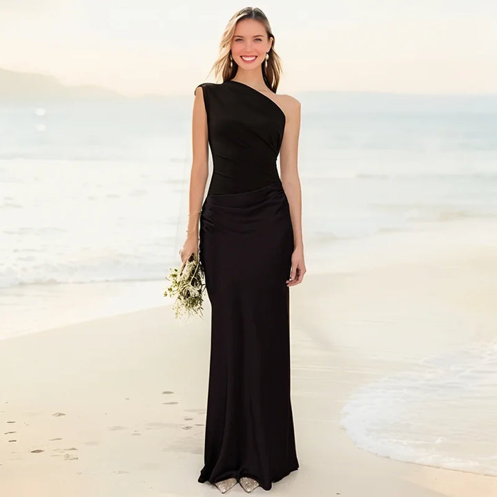 Amber - One-Shoulder-Satin-Maxikleid