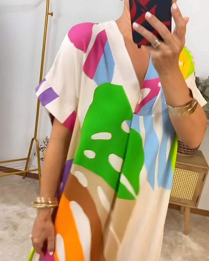 Tuva™ | Ibiza-inspiriertes Sommerkleid mit Blattmuster