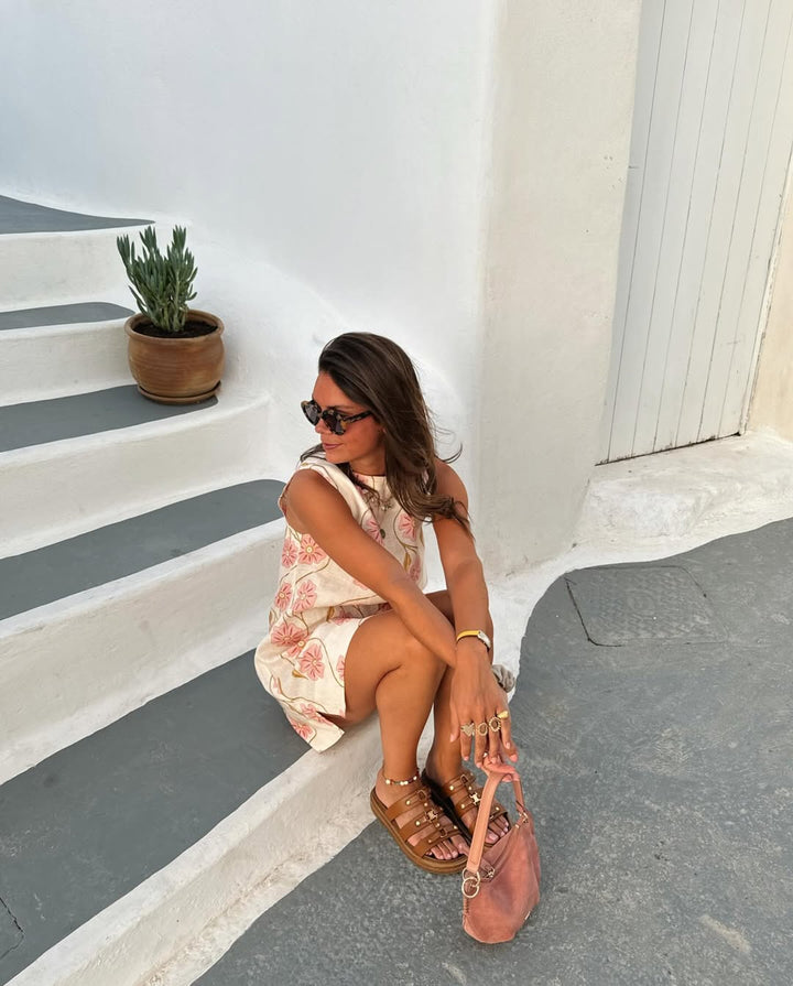 Nicole | Ärmelloses, kurzes Kleid mit Print