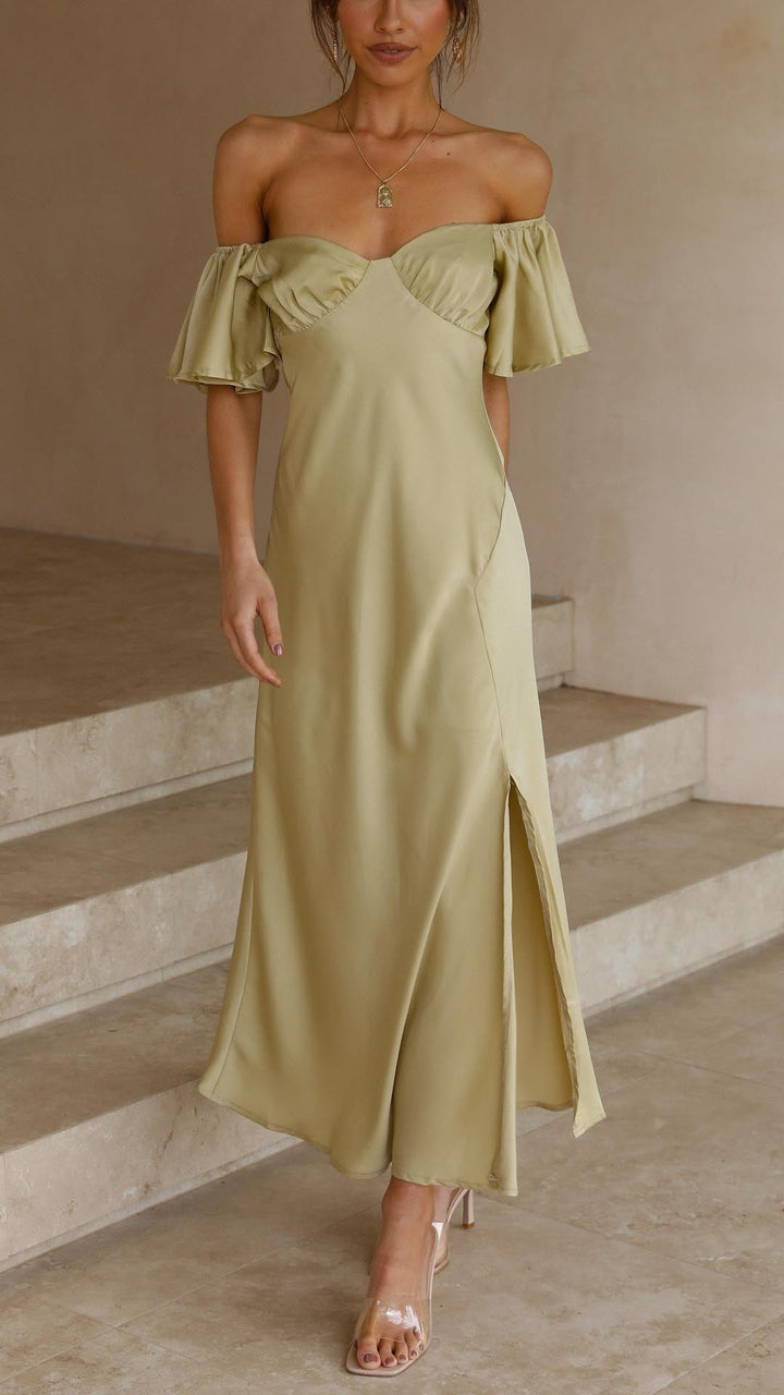 Nalani - Schulterfreies Maxikleid mit Schmetterlingsärmeln