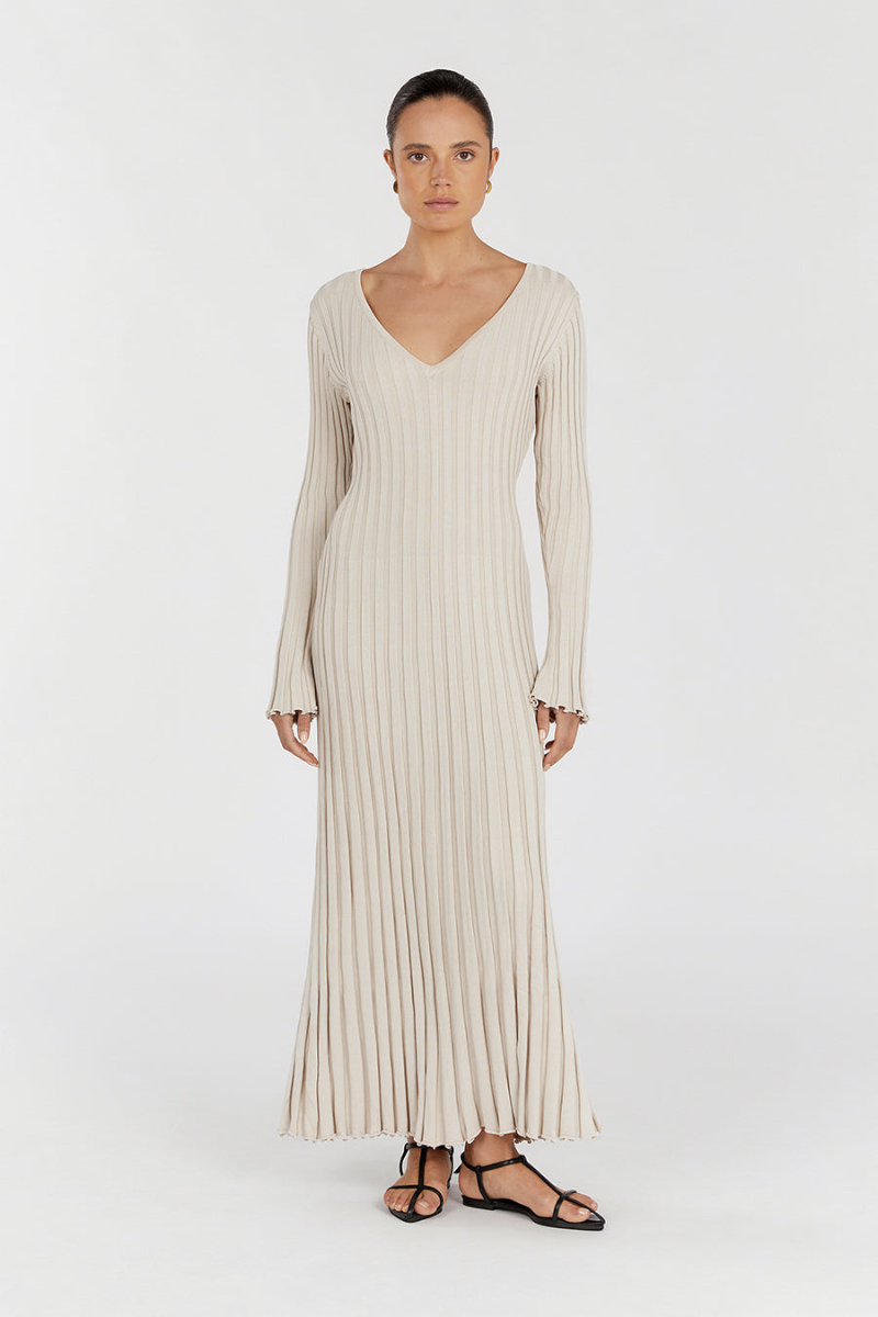 Dianara™ | Strick-Midikleid mit V-Ausschnitt und Ärmeln (Kopie)