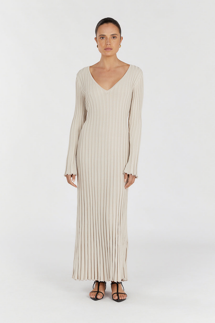 Dianara™ | Strick-Midikleid mit V-Ausschnitt und Ärmeln (Kopie)