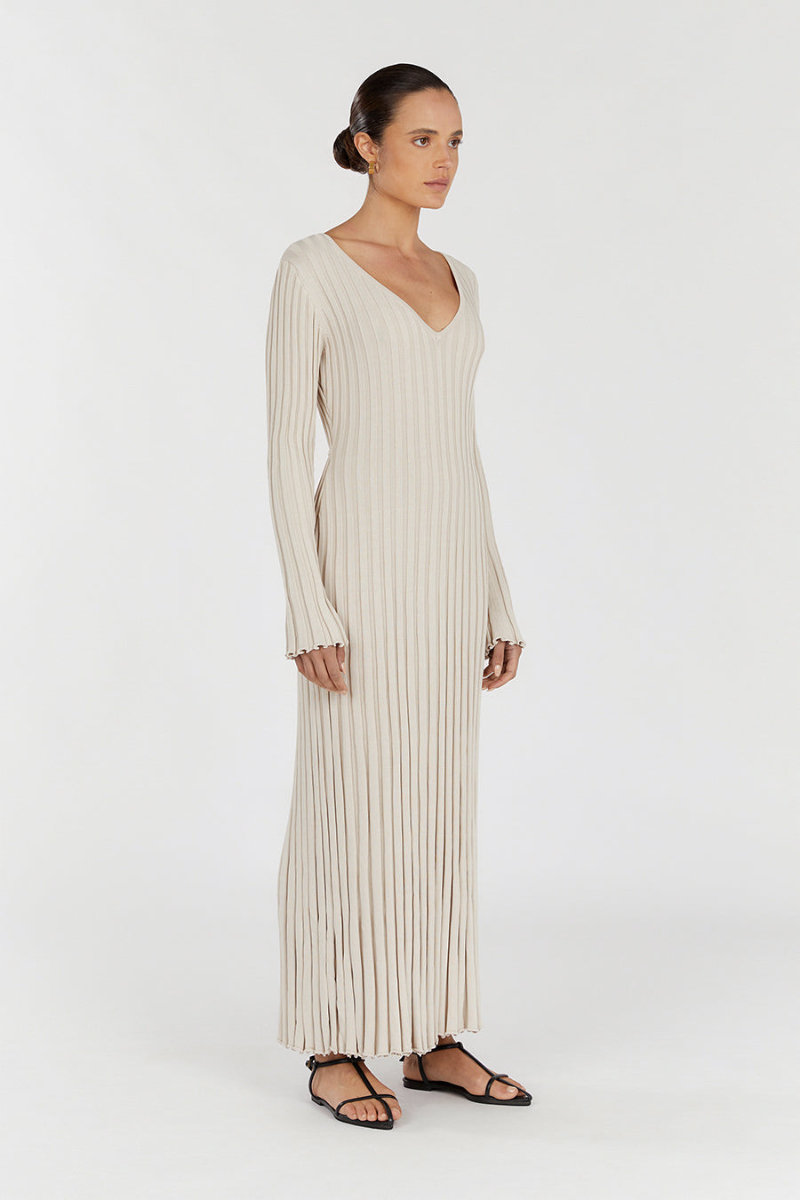 Dianara™ | Strick-Midikleid mit V-Ausschnitt und Ärmeln (Kopie)