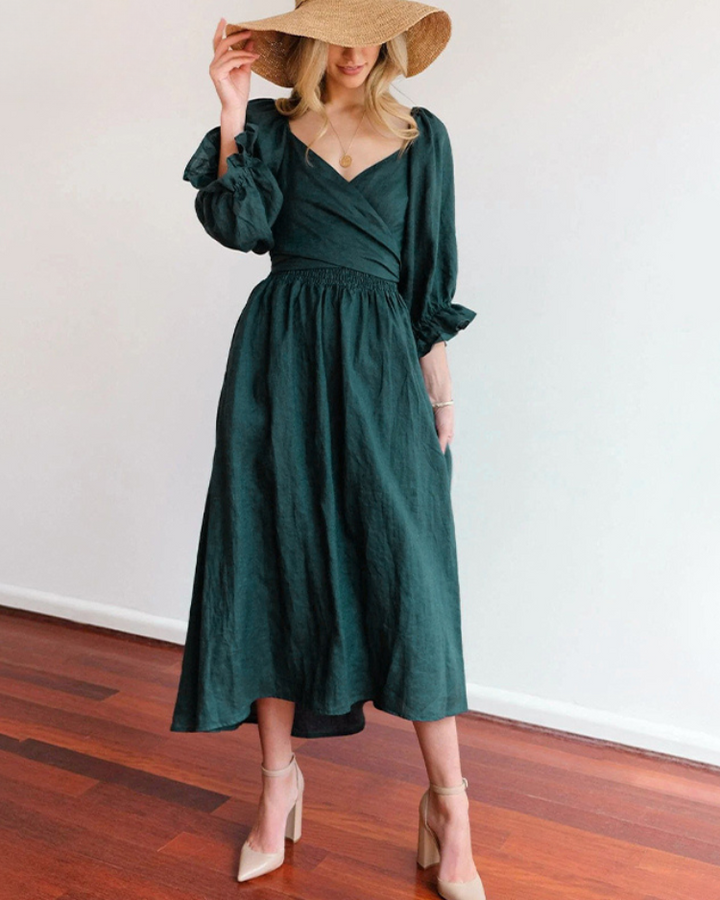 OPHELIA - Französisches Kleid mit Rüschenärmeln
