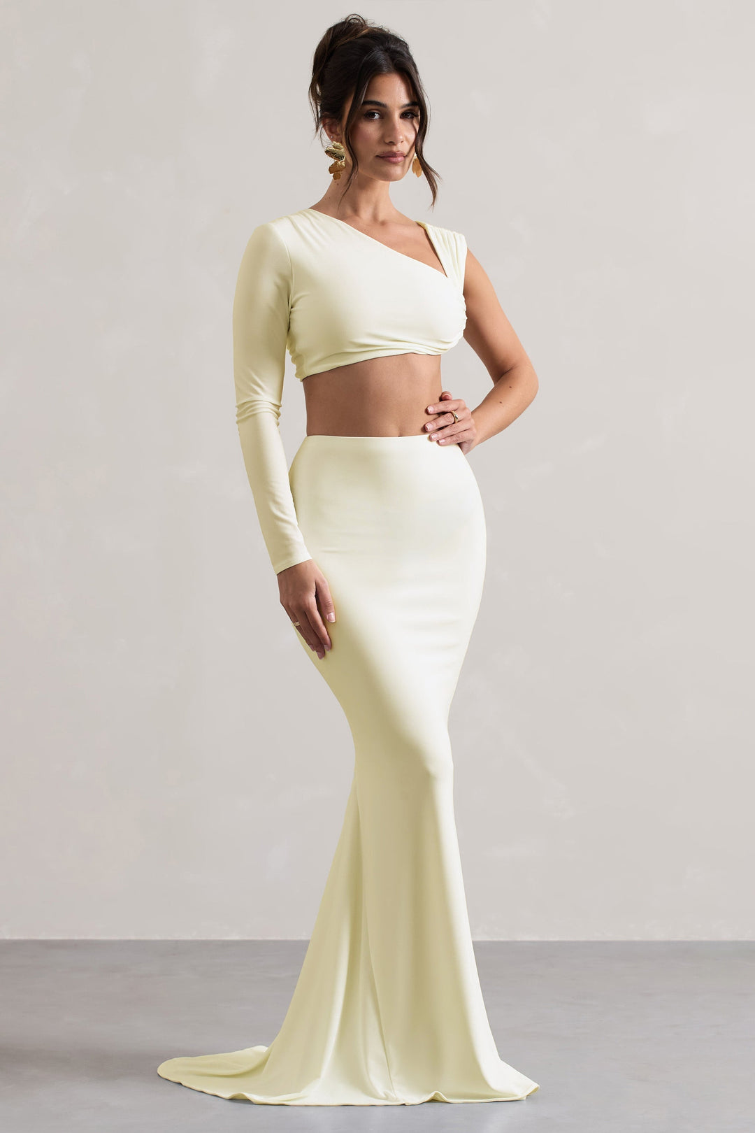 Neomie - Cremefarbener Fishtail Maxi-Rock