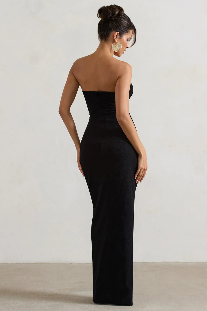 Cancun™ | Ecrufarbenes, trägerloses Maxikleid mit Cut-outs und Twist