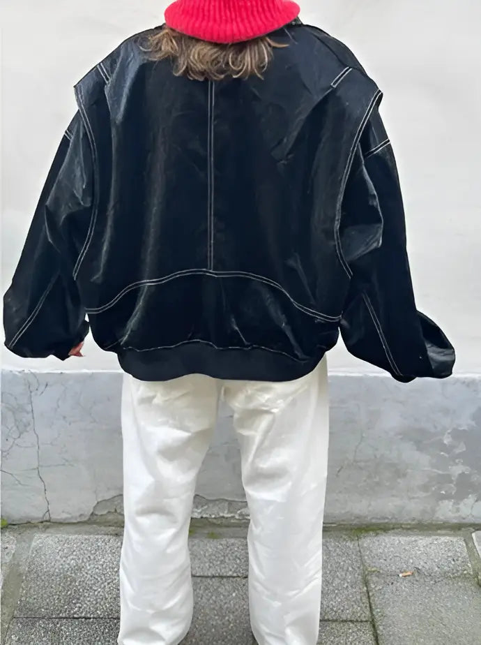 Lässige Oversized Lederjacke