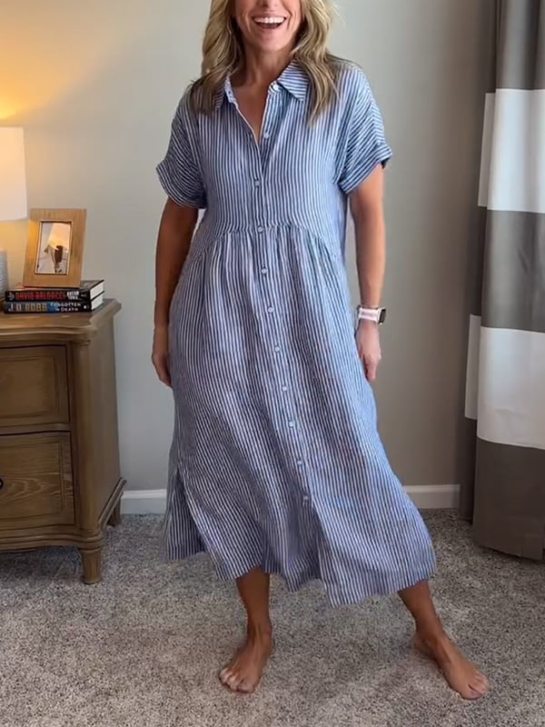 Wilma™ | Gestreiftes Hemdkleid mit zeitloser Eleganz