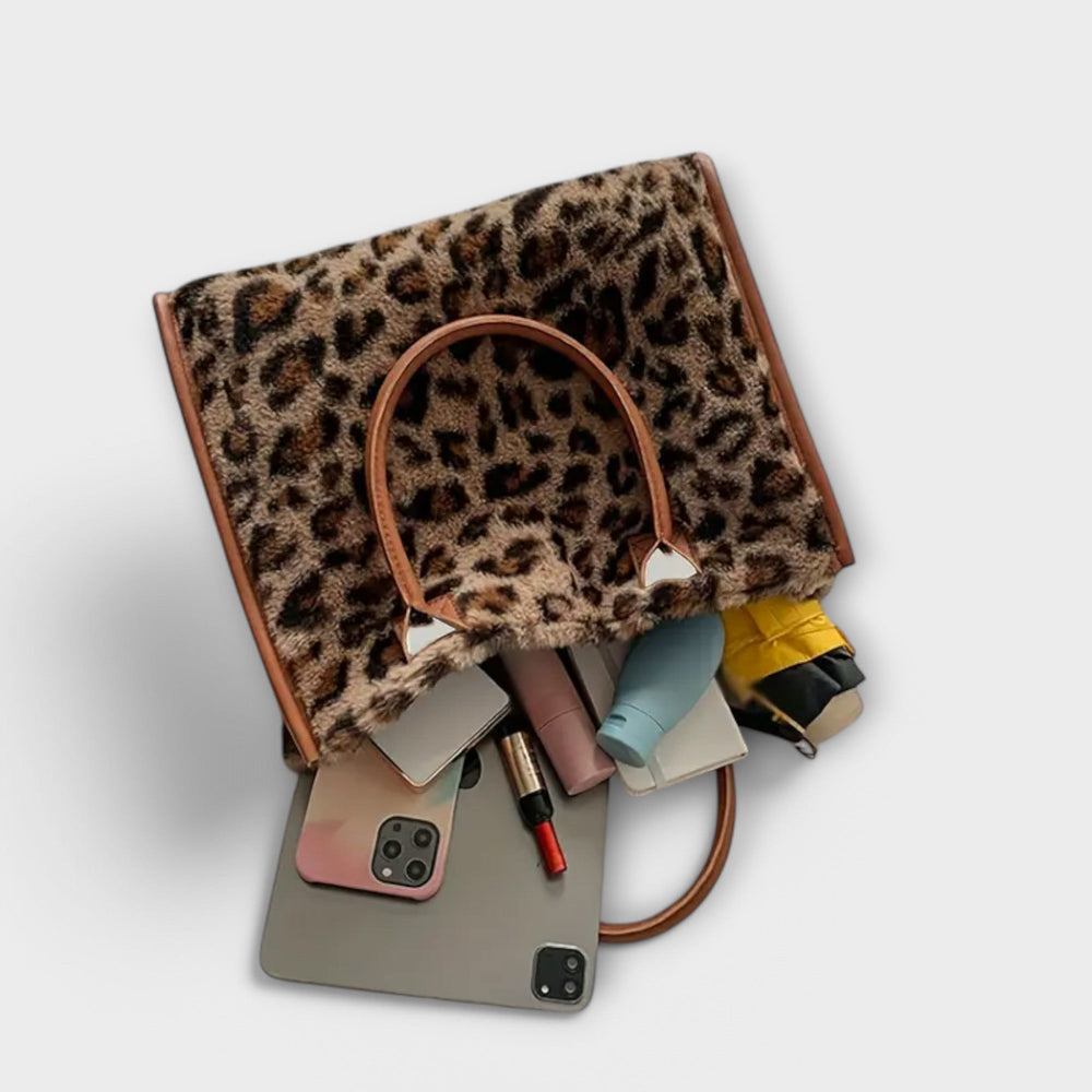 Odalys - Schicke Tasche mit Leopardenmuster aus Plüsch