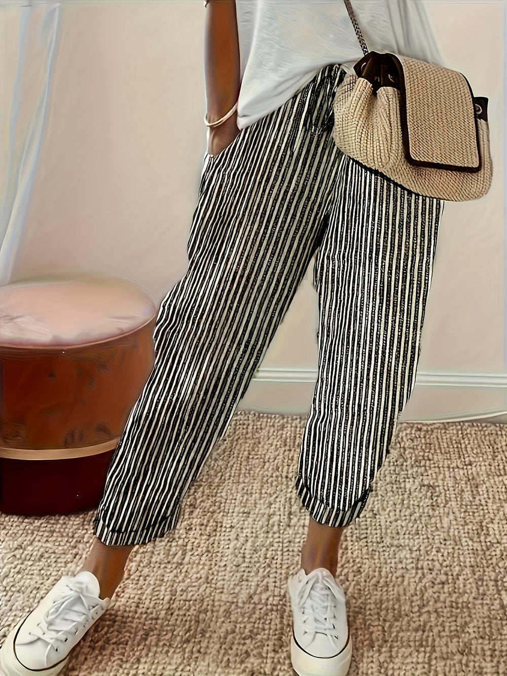 Elena - Gestreifte Hose mit weitem Bein