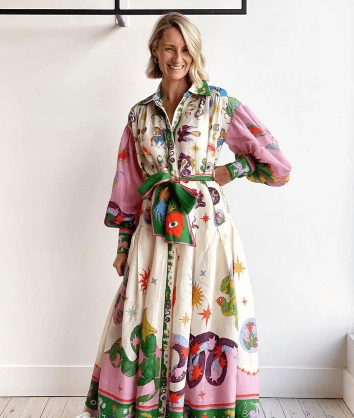 Dorthe - Elegantes italienisches Maxikleid.