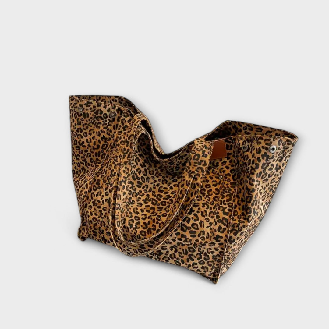 Corbinian - Elegante Schultertasche aus Canvas mit Leopardenmuster