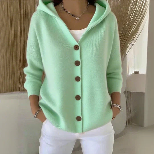Janet – Trendige Strickjacke mit Kapuze
