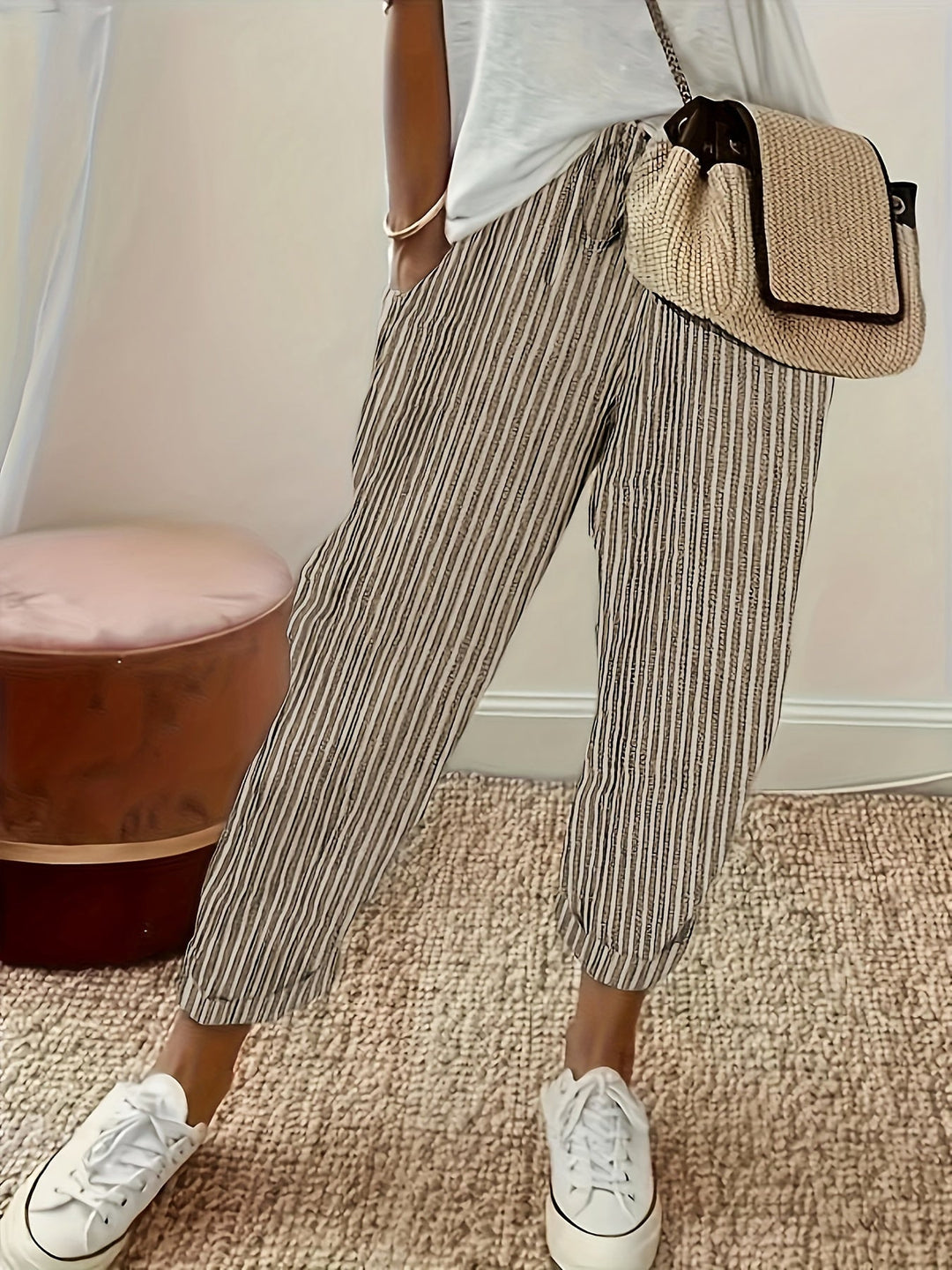 Elena - Gestreifte Hose mit weitem Bein