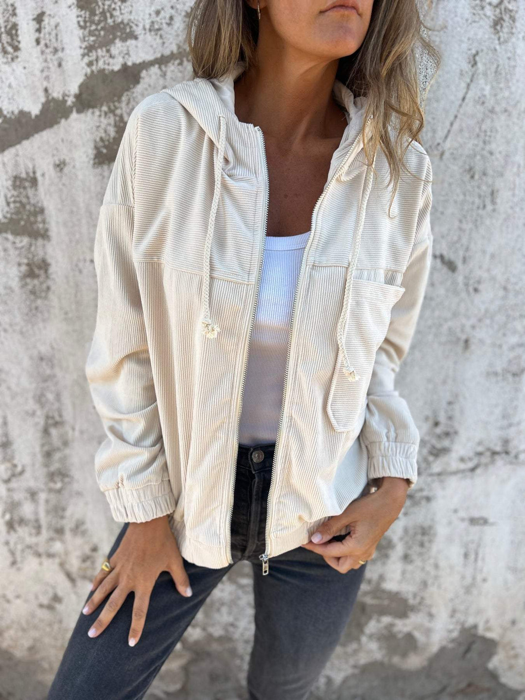 Audrey  - Lässige Jacke mit Kapuze
