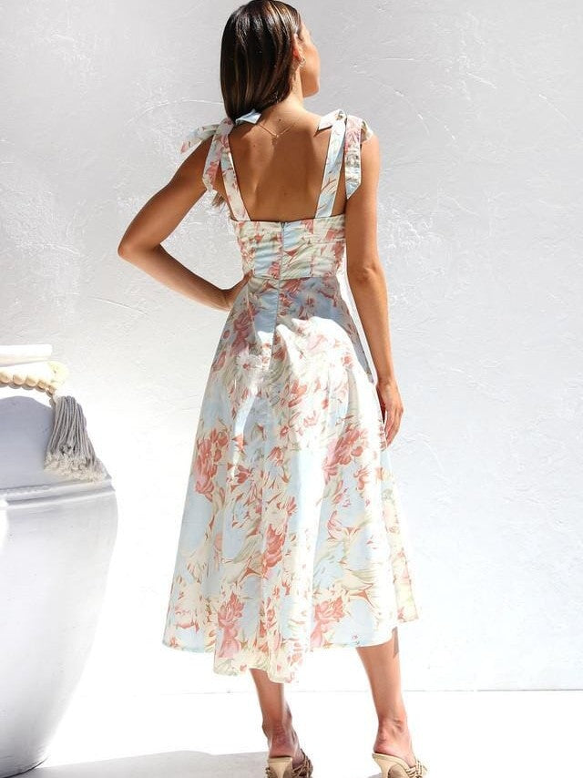 Kira -  Bedrucktes Midi-Kleid mit Trägern